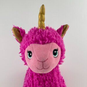 Build-A-Bear Workshop Pink Sparkle Llamacorn 18" Plush Gold Hooves Unicorn Llama